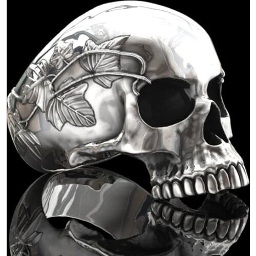 2020 Gothic Punk Devil Skull Head Ring Men Halloween Vintage Smooth Skeleton Rings for Male Hip Hop Rock Jewelry