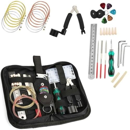 25 Pcs/set Guitar Repair Set Guitar String Plectrum Rasp Saddle Nut Bridge Wrench Maintenance Kit Guitar Tool Set