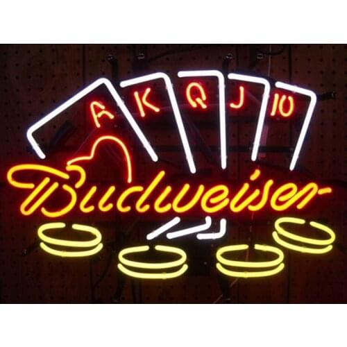 Neon Sign Budweiser poke neon bulbs club Lamp Handcrafted real glass Neon Bulbs Decorative Money Exchange Sign Pet Shop Sign