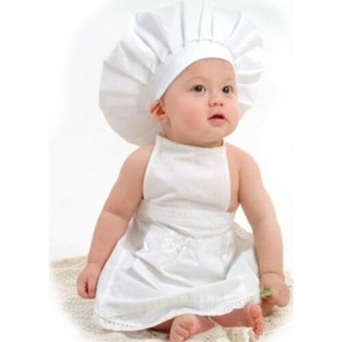 2020 New Arrival Chef Style Baby Photography Clothing Cotton Material Hat+Cloth 2pcs/Set Cute Unisex Baby Photo Accessories