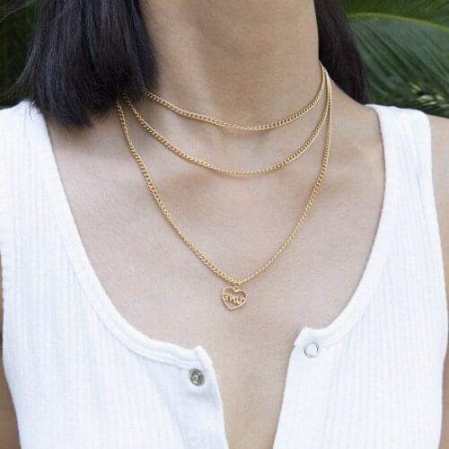Fashion Simple Multi-Layer Chain Female Necklace Hollow Love Heart Pendant Necklace Women Vintage Sweater Chain Necklace