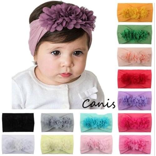 Citgeett Solid Soft Baby Girl Kid Toddler Bow Hairband Headband Turban Big Flower Head-Wrap