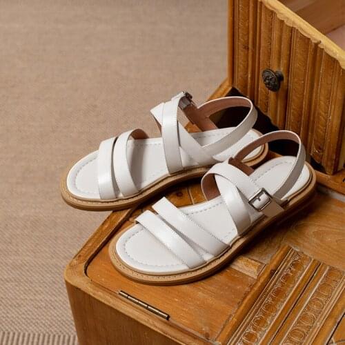 QZYERAI 2021 New Summer Women Sandals Genuine Leather Beach Leisure Shoes Gladiator Sandals 100% Cowhide