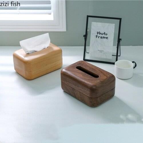 Solid Wood Tissue Box Walnut Beech Mixed Tissue Storage Box Magnetic Paper Towel Tube Home Paper Towel Holder Tissue Box Holder
