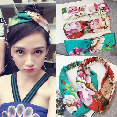 Fashion Retro Women Elastic Turban Twisted Knotted Headband Ethnic Floral Wide Stretch Girl Yoga Hair Accessories