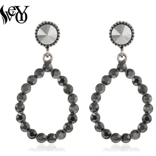 VEYO Round Statement Rhinestone Hollow Out Drop Earrings Vintage Dangle Earrings