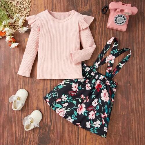 YOYOSHOW 2021New Readystock Autumn & Spring girl outfits fashion clothes girl cotton shirt set 2-6 years old girls overalls set