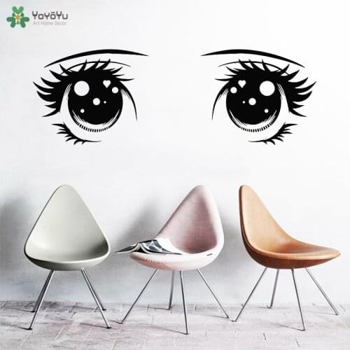 YOYOYU Wall Decal Girl Eyes Pattern Vinyl Wall Sticker Woman Beauty Salon Window Art Mural Modern Fashion Design Decor DIY CT533