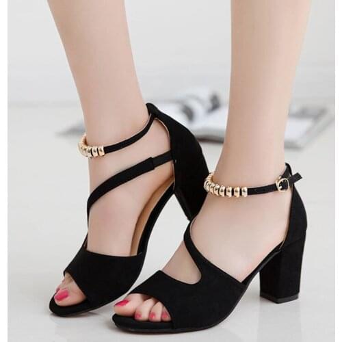 Comemore New Fashion Comfortable Woman Sandals Summer Womens Shoes Free Shipping Ladies Fish Mouth Mules High Heels Middle Heel