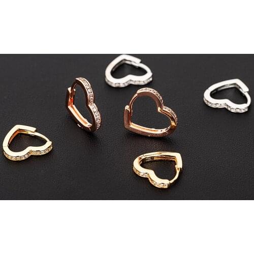 Fashion Luxury Silver Color Hoop Earrings for Women Charm Simple Heart Zircon Earrings Wedding Jewelry Gift Accessories 2020 New