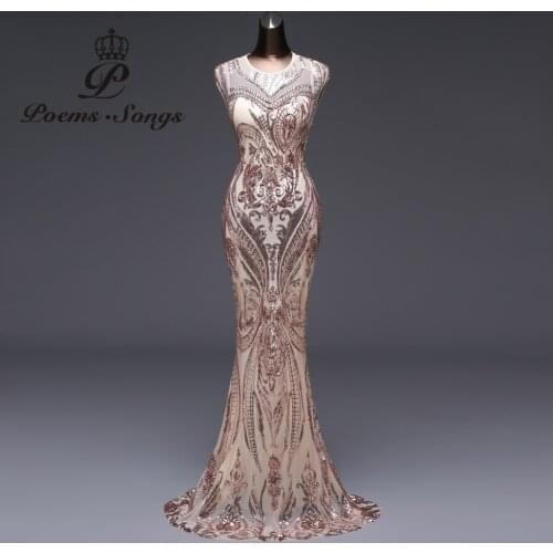 New style Mermaid Evening Dress Luxury Sequin prom gowns Party dress vestido de festa Sexy Backless robe longue vestido de mujer