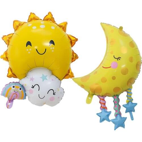 1pc Sun Moon Smiley Rainbow White Cloud Foil Balloons For Childrens Birthday Party Decoration Baby Shower Kids Toy Helium Balls