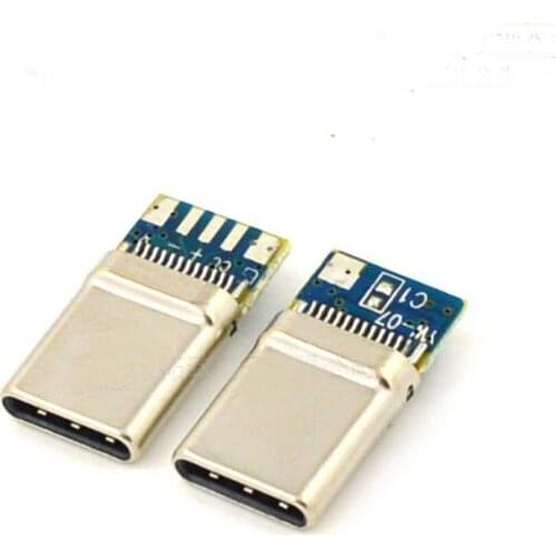 10pcs/lot TYPE-C male plug with PCB board stretch data adapter Android welding wire flash charging USB socket connector
