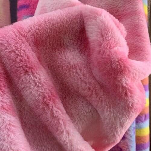 100*165cm Imitation Rabbit Fur Fabric Rainbow Plush Fur Flocking Fabric For Handmade Garment Bags Quilting Sew Clothes Toys