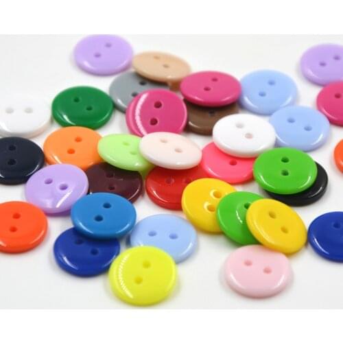 100PCS 9mm Colorful Round 2 Holes Diameter 6mm Resin decorative Buttons Fashion Accessories decorative button Craft