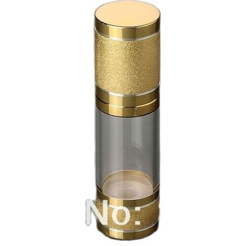 30ml gold airless bottle,white/transparent pump with gold lid