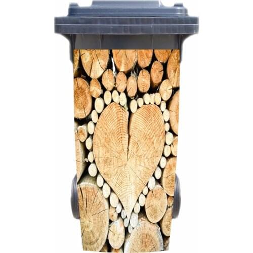 3D Wooden Stakes Love Sign Rubbish Bin Sticker Wallpaper mural Wall Print Decal Removable Wall Mural Photo self adhesive Gift