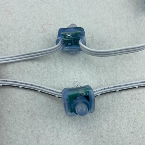 50pcs/set square type DC5V addressable 12mm WS2811 RGB led smart pixel node;all WHITE 18AWG wire,IP68