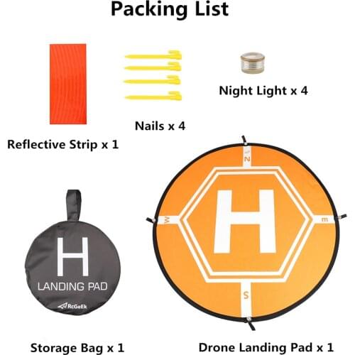 80cm Fast-fold Luminous Parking Apron for DJI Mavic Mini / Air 2 Pro / Phantom 3 4 Drone Parts Landing Pad with Navigation Light