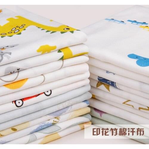 Bamboo Cotton Knitted Fabric Cartoon Baby Cotton Jersey Fabrics for DIY Baby Summer Clothing Printed Strechy 50*190cm Plain SMTA