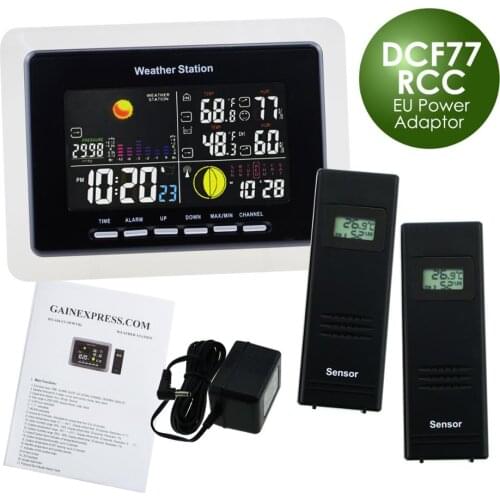DCF77 RCC Receiver Wireless Weather Station 5 State Forecast Indoor Outdoor Colorful Display LED Backlight