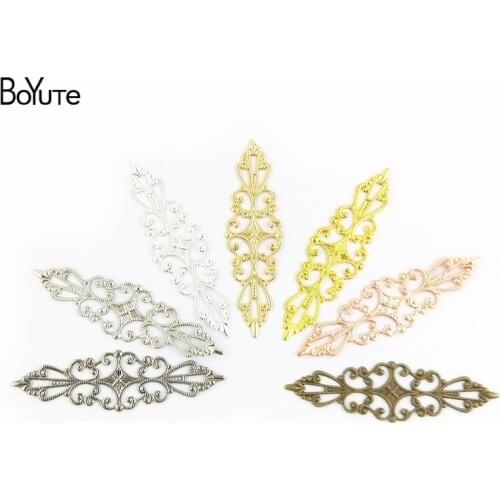 BoYuTe (50 Pieces/Lot) 15*57MM Metal Brass Stamping Filigree Flower Charm Hand Made DIY Charms for Jewelry Making