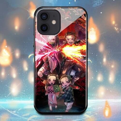 Demon Slayer Kamado Tanjirou Phone Case For Iphone 12Mini 12Pro 11 11Pro 6 6s 7 8 Plus X XR XS Max Tempered glass shell Cover