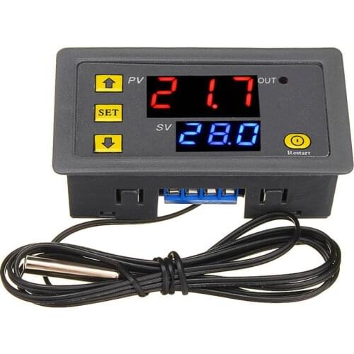 W3230 DC 12V 24V 110V-220V AC Digital Temperature Controller LED Display Thermostat With Heating Cooling Control Sensor