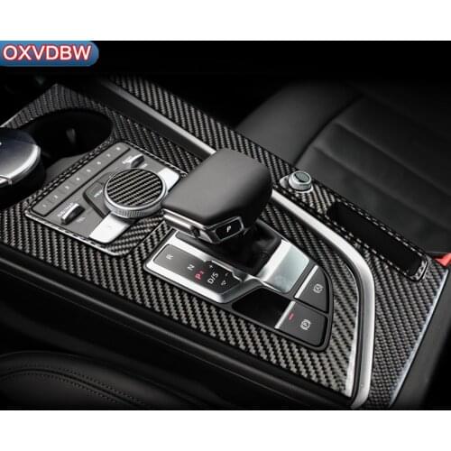 For Audi a4 b9 RS4 S4 Interior Trim Carbon Fiber Gear Shift Control Panel Cover Sticker LHD RHD Car styling2016-2019accessories