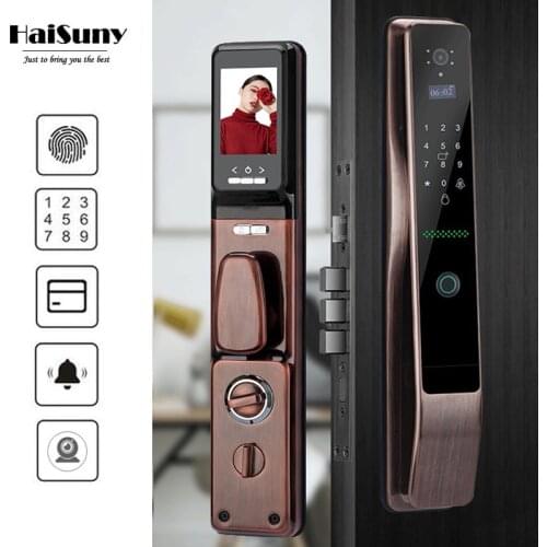 HAISUNY Biometric Fingerprint Lock Password, Key, IC Door Card, APP Unlock Home Smart Door Lock Electronic locks Doorbell lock