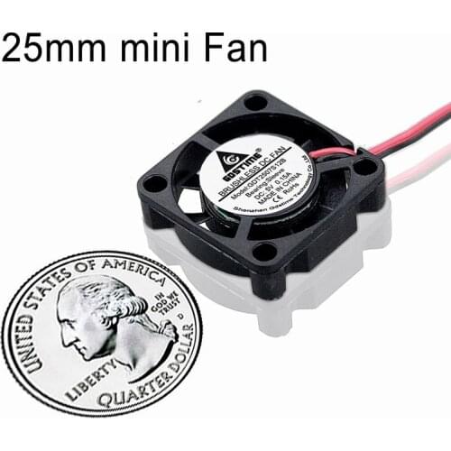 Gdstime 2pcs 5v 25x25x7mm 9 Blade Axial Flow Blushless DC Mini Radiator Cooling Fan 25mm x 7mm