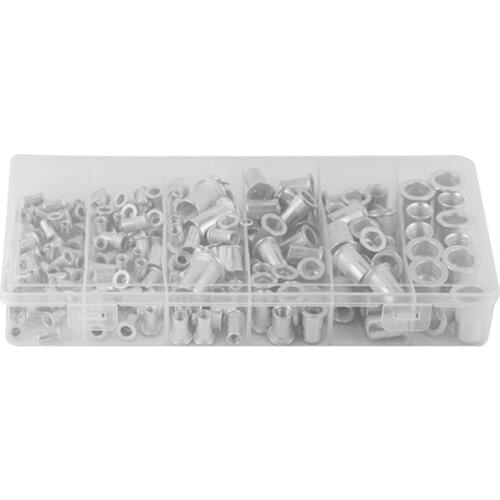 JFBL Hot 200Pcs M3 M4 M5 M6 M8 M10 Rivet Nut Carbon Steel Flat Head Thread Insert Nut Rivet Cap Set Thread Insert Nut Kit