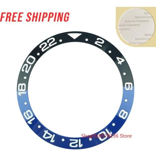 HQ 24 Hours 38mm Half Black&Blue Black&Brown Ceramic Bezel Insert Fit 40mm GMT MASTER Watch Replace Accessories