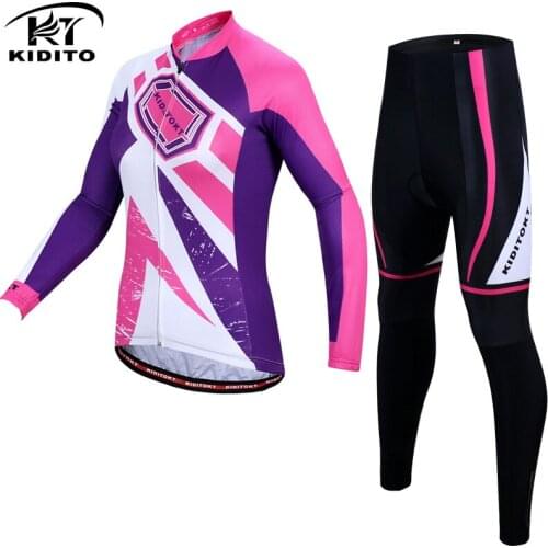 Kiditokt Sunscreen Female Autumn Bicycle Long Sleeve Suit Spring And Summer Breathable Mountain Road Bike Sponge Cushion Suit