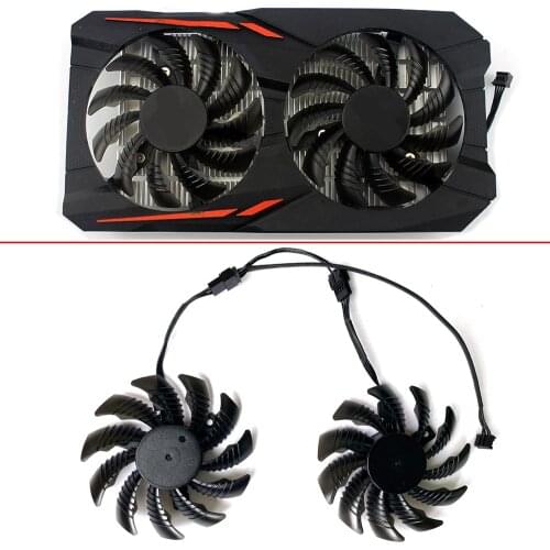 NEW 2PCS 75MM T128010SU PLD08010S12HH 4Pin 0.35A Cooler Fan Replacement For Gigabyte GTX 1050Ti 1050 RX 550 RX560 Graphics Video