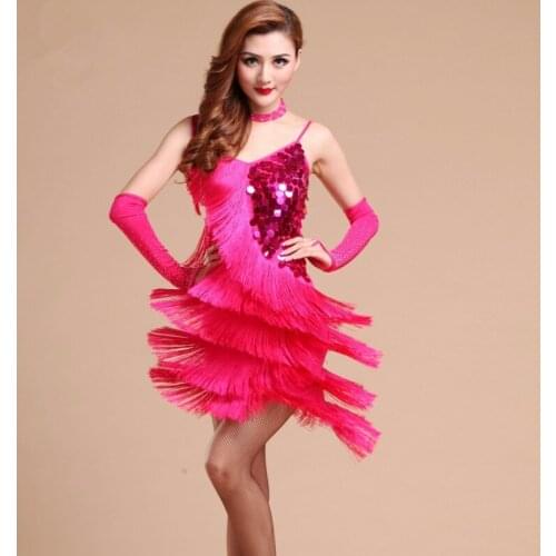 Summer New Sexy Women Latin Dancing Skirt w/Upscale Tassels+Shining Sequins,Girls Samba/Salsa Performance/Compeition Dancewear