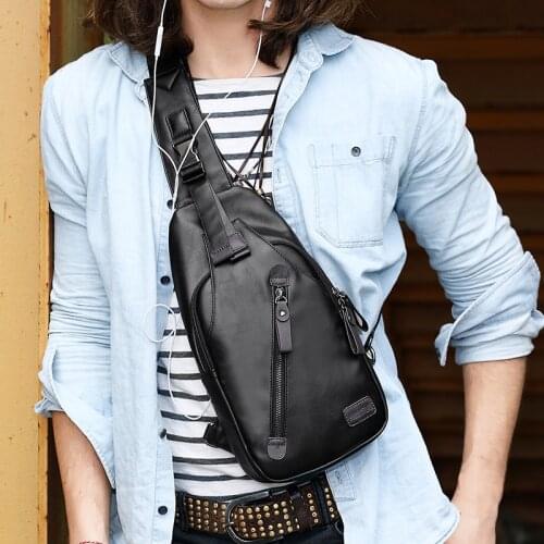 Men Leather Sling Pack Chest Bag Cross Body Messenger Shoulder Pouch Fashion Casual Packet Travel Riding New High Quality