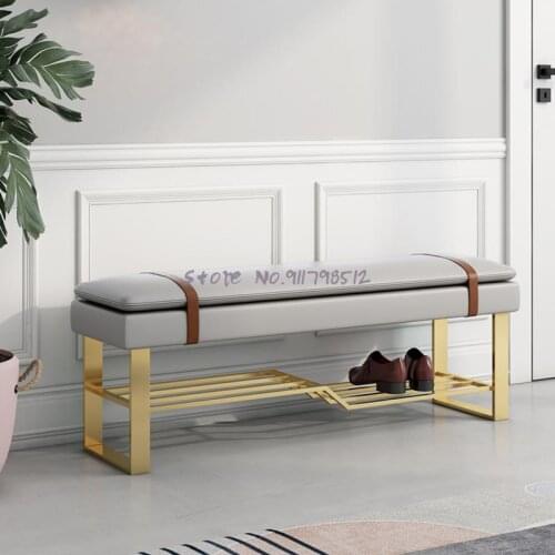 Light luxury style shoe changing stool home Nordic door soft bag cushion shoe cabinet entrance shoe stool entrance bench bed end