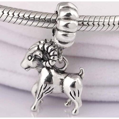 Original Vintage Cute Chinese Zodiac Ram Sheep Pendant Beads Fit 925 Sterling Silver Bead Charm Bracelet Diy Jewelry