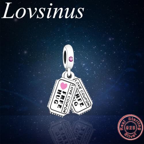 Authentic 925 Sterling Silver Love Coupon Dangle Fit Original Europe Charm Bracelet Beads Women DIY Jewelry Making Necklace New