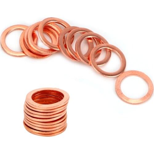 YOSOLO 10 Pieces/Set Solid Copper Crush Washers Sump Plug Oil Seal Tools 10*14*1mm Fasteners Accessories For Car Truck Vehicle