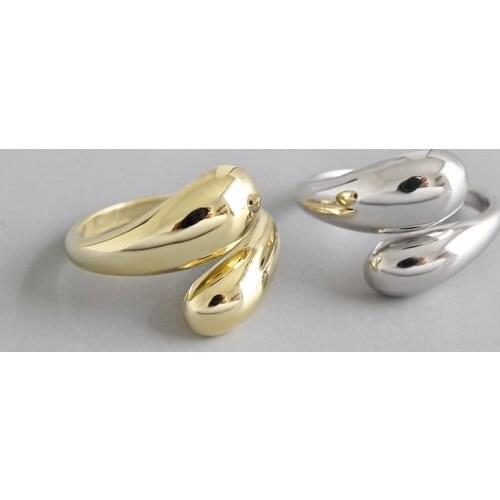 100% 925 sterling silver double waterdrop rings for women gold color accessories, simple engagement ring woman fine jewellery