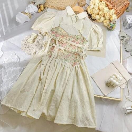 Korean Fashion Vintage Mini Desses for Women Summer 2021 Short Sleeve Elegant Kawaii Dress Female Bandage Y2k Dress 2 Piece Set
