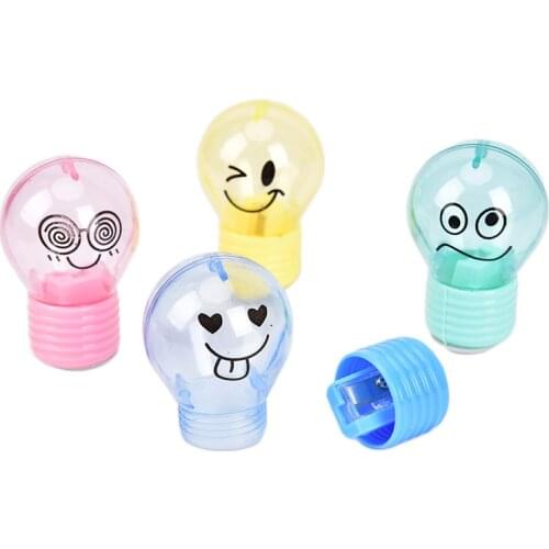1pc Bulb Style Pencil Sharpener Creative Emotions Plastic Pencil Sharpener For Kids Gifts Kawaii Stationery School Supplies