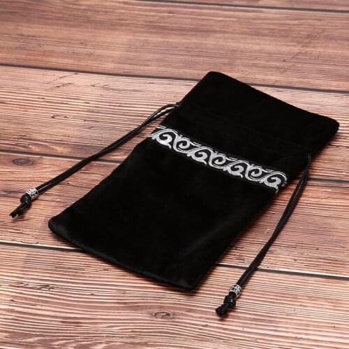 1PCS Great Retro Tarot Cards Bag Party Board Game Divination Velvet Tapestry Vintage Black Color 19.5cm x 12cm