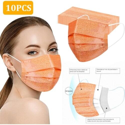 10pc Fashion Face Mask Women Disposable Bling Design 4Layer Protect Anti-dust Pm2.5 Mouth Mask Facemask Masque Decoration