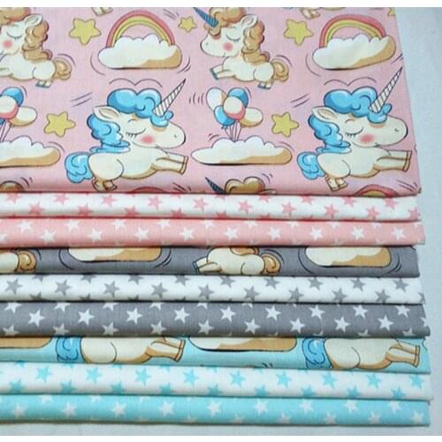 160*50cm Cotton fabric Printed Unicorn Star Baby Girl Cotton Quilting Twill Cloth for DIY sewing patchwork cloth sheet fabric