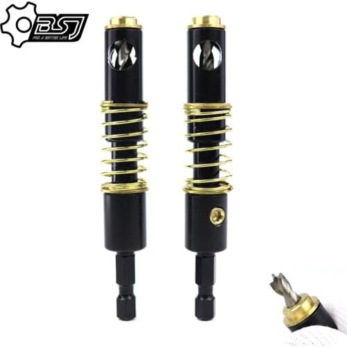 2pcs Hexagonal Handle HSS Brass Self Centering Hinge Twist Drill Bits 1/4" & 5mm Screw Hole Saw Woodworking Reaming Cabinet Tool
