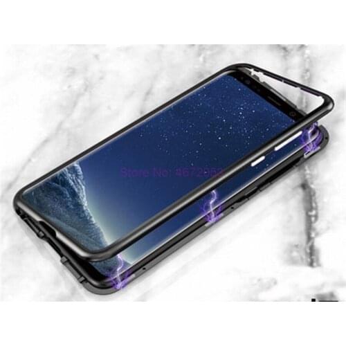 200pcs 360 Magnetic Adsorption Phone Case for Samsung Galaxy S9 S8 Plus S7 Edge Tempered Glass Magnet Cover Note 9 8 Case
