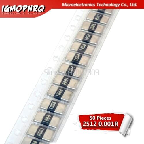 50PCS 2512 SMD Resistor 5% alloy resistor 0.001R 0.001 ohm 1mR R001 2W